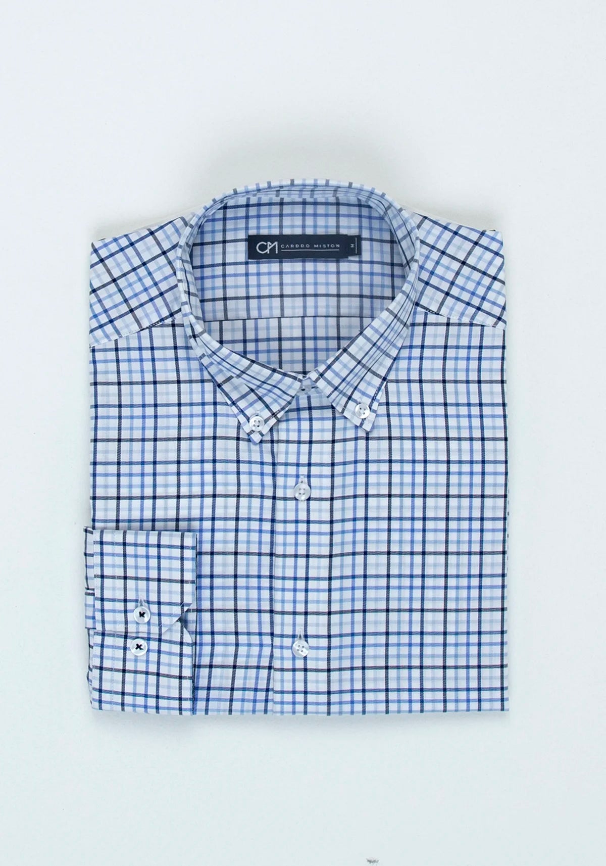 Camisa Sarga Cuadro Ventana Algodón Multi Azul